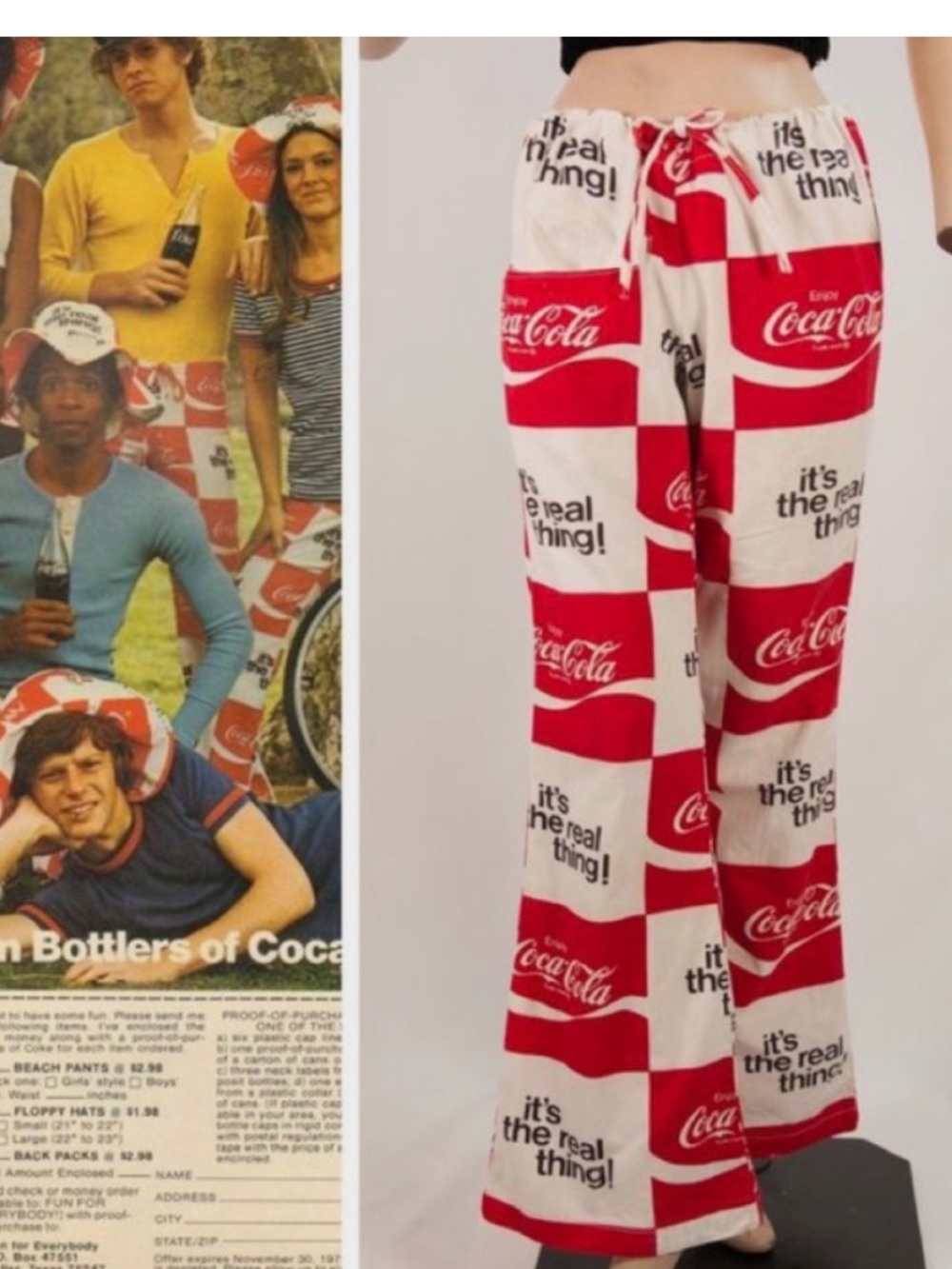 Retro Coca-Cola Red & White Logo wide leg vintage Pants